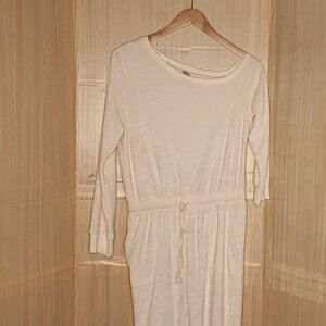 Fate Womens Cream Terrycloth Off Shoulder Cozy Jumpsuit Large